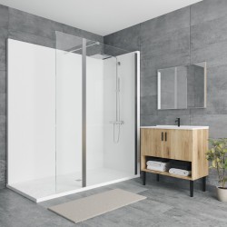 Meuble SDB Inox couleur bois 800x400(P)mm: Miroir 750x600(H)mm (2/2 cartons)